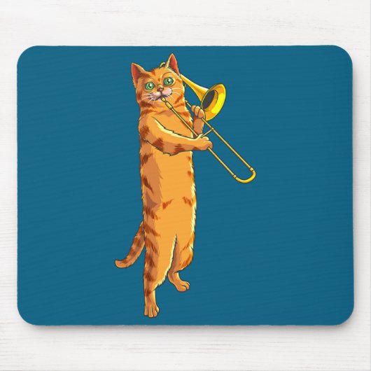 Lustige Katze spielt Posaune Geschenk Coole Katzen Mousepad (Vorne)