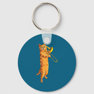 Lustige Katze spielt Posaune Geschenk Coole Katzen Schlüsselanhänger