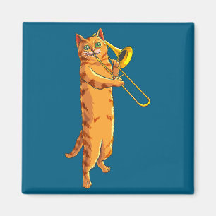 Lustige Katze spielt Posaune Geschenk Coole Kitten Magnet