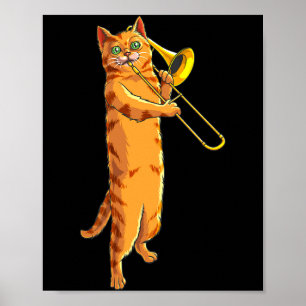 Lustige Katze spielt Posaune Geschenk Coole Kitten Poster