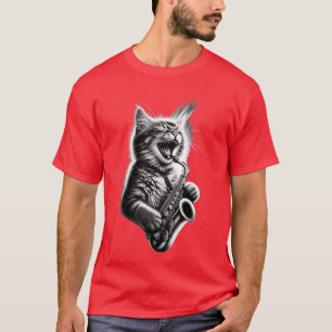 Lustige Katze spielt Saophon Jazz Sa Musiker Saoph T-Shirt