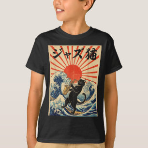 Lustige Katze spielt Saxophon für Jazzmusiker Saxo T-Shirt
