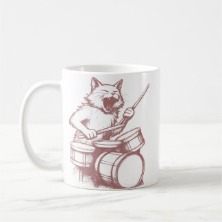 Lustige Katze spielt Schlagzeug Schlagzeugspiel Sc Kaffeetasse