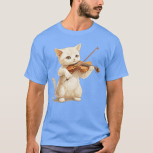Lustige Katze spielt Violine für Katzen- und Violi T-Shirt