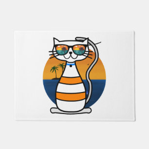 Lustige Katze trägt Sonnenbrille Strand Fußmatte
