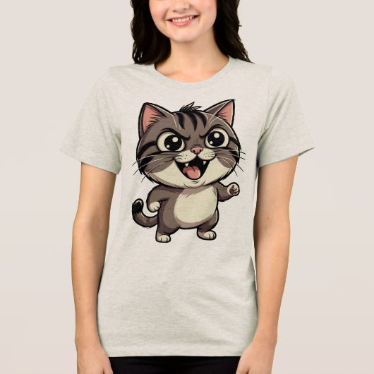 Lustige Katze - Tri-Blend Shirt (Vorderseite)