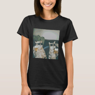 Lustige Katze trinkt Bier Kunder Katzenliebhaber f T-Shirt