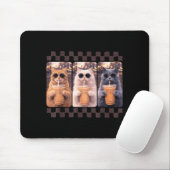 Lustige Katze trinkt Eiskaffee Meme Tier Eiskaffee Mousepad (Mit Mouse)