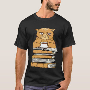 Lustige Katze trinkt Kaffee, Kaffee- und Katzenlie T-Shirt