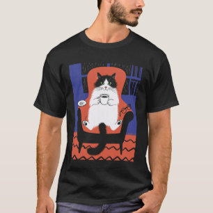 Lustige Katze trinkt Kaffee T-Shirt