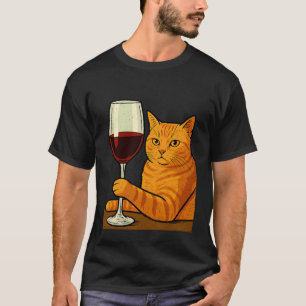 Lustige Katze trinkt Wein Katzenliebhaber Feline H T-Shirt