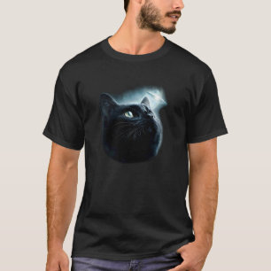 Lustige Katze UFO Weltraum Mond T-Shirt