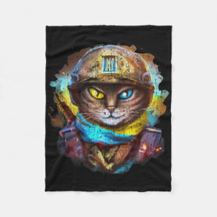 Lustige Katze Ukrainischer Soldat Flagge Vintage S Fleecedecke