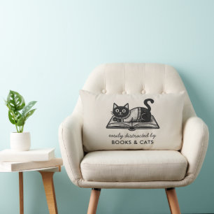 Lustige Katze und Buchliebhaber-Spruch  Lendenkissen