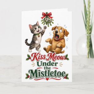 Lustige Katze und Hund Weihnachten Karte