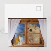 Lustige Katze und Maus Postkarte (Vorne/Hinten)