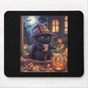 Lustige Katze und niedliche Maus Halloween-Kürbis  Mousepad