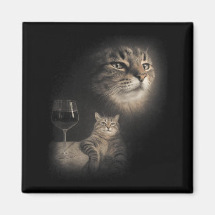Lustige Katze und Wein Kunst Katzen trinken seltsa Magnet