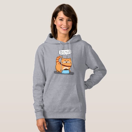 Lustige Katze unglücklich mit Chow-Chow Hoodie (Vorne ganz)