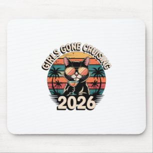 Lustige Katze Urlaubsreise Mädchen auf Kreuzfahrt Mousepad