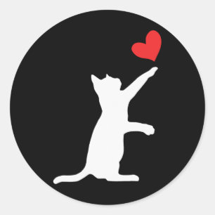Lustige Katze Valentinstag Süßes Herz Katzenliebha Runder Aufkleber
