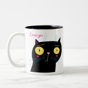 Lustige Katze vermisst dich Zweifarbige Tasse