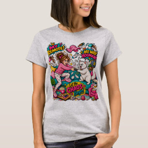 Lustige Katze vs Mensch Fernbedienungs-Schlacht Cr T-Shirt
