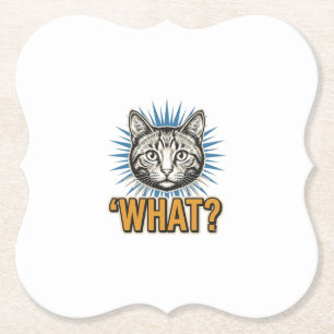 Lustige Katze 'WAS_' Vintage Gravur Grafik T-Shirt Untersetzer