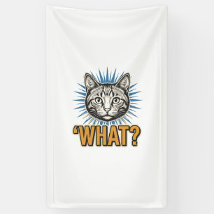 Lustige Katze 'WAS_' Vintage-Stich Grafik-T-Shirt_ Banner