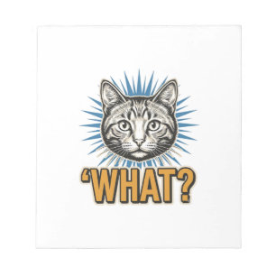 Lustige Katze 'WAS_' Vintage-Stich Grafik-T-Shirt_ Notizblock