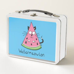 Lustige Katze Wassermelone Niedliche Kinder Metall Brotdose
