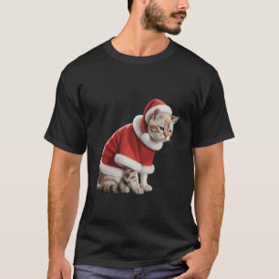 Lustige Katze Weihnachten Santa Hut Meowy Katzen M T-Shirt