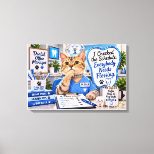 Lustige Katze Zahnarztpraxis Manager Leinwand Wand