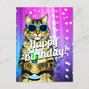 Lustige Katze zum Geburtstag gratuliert Postkarte