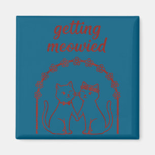 Lustige Katze zur Hochzeit von Braut und Bräutigam Magnet
