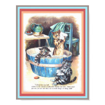 Lustige Katzen beim Baden von Louis Wain Vintage K