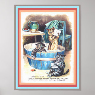 Lustige Katzen beim Baden von Louis Wain Vintage K Poster