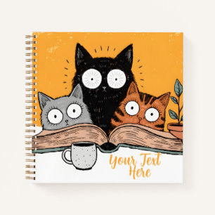 Lustige Katzen beim Lesen Illustration Notizblock