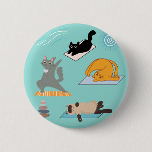 Lustige Katzen beim Yoga Button