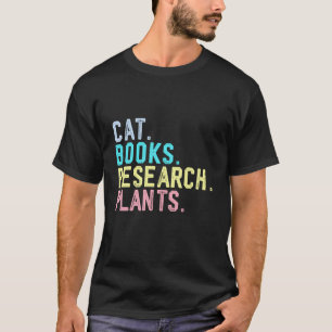 Lustige Katzen Bücher Forschung Pflanzen Assistent T-Shirt