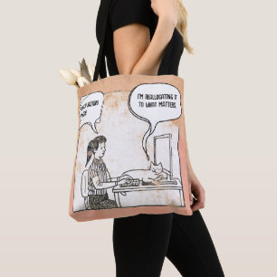 Lustige Katzen Büroarbeit Humor Corporate Cartoon Tasche
