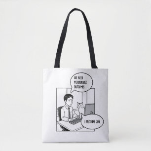 Lustige Katzen Büroarbeit Humor Corporate Cartoon Tasche