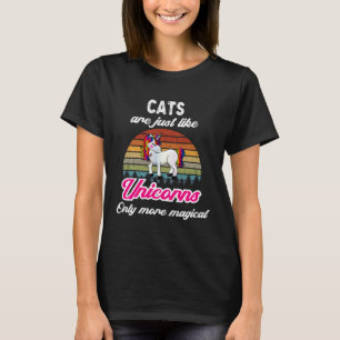 Lustige Katzen Design Retro Einhorn Vintage Sonnen T-Shirt