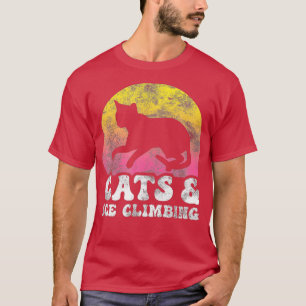 Lustige Katzen Eisklettern Vintage Retro Hobby T-Shirt
