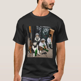 Lustige Katzen-Gang Style Straßenkatzen Bier Meme  T-Shirt