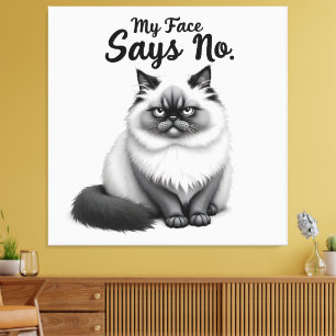 Lustige Katzen-Gesicht-Illustration – Minimalistis Leinwanddruck