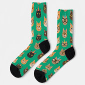 Lustige Katzen-Gesichter Muster-Crewsocken Socken (Linkes Detail)