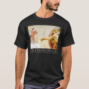 Lustige Katzen-Gott-Schöpfung Adams Meme Michelang T-Shirt