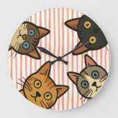 Lustige Katzen Große Wanduhr (Vorderseite)