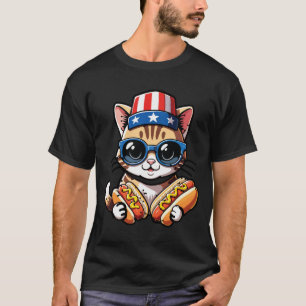 Lustige Katzen Hot Dog Fourth of July Foodie T-Shirt